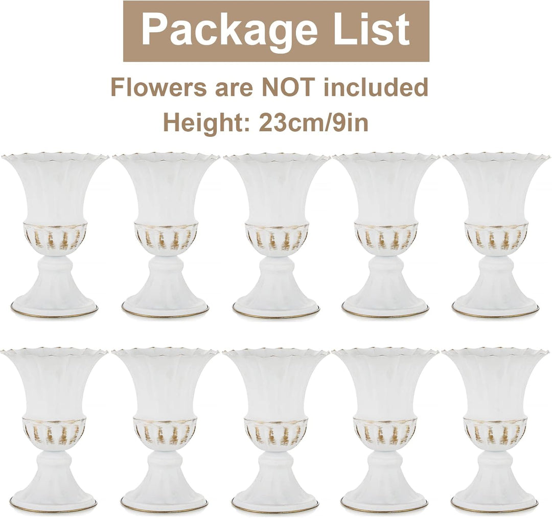 Sziqiqi 10 Stück Weiss Hochzeit Vase - Klein Metall Blumenvase Deko Shabby Chic Urne Pflanzer Blumen
