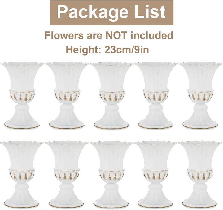 Sziqiqi 10 Stück Weiss Hochzeit Vase - Klein Metall Blumenvase Deko Shabby Chic Urne Pflanzer Blumen
