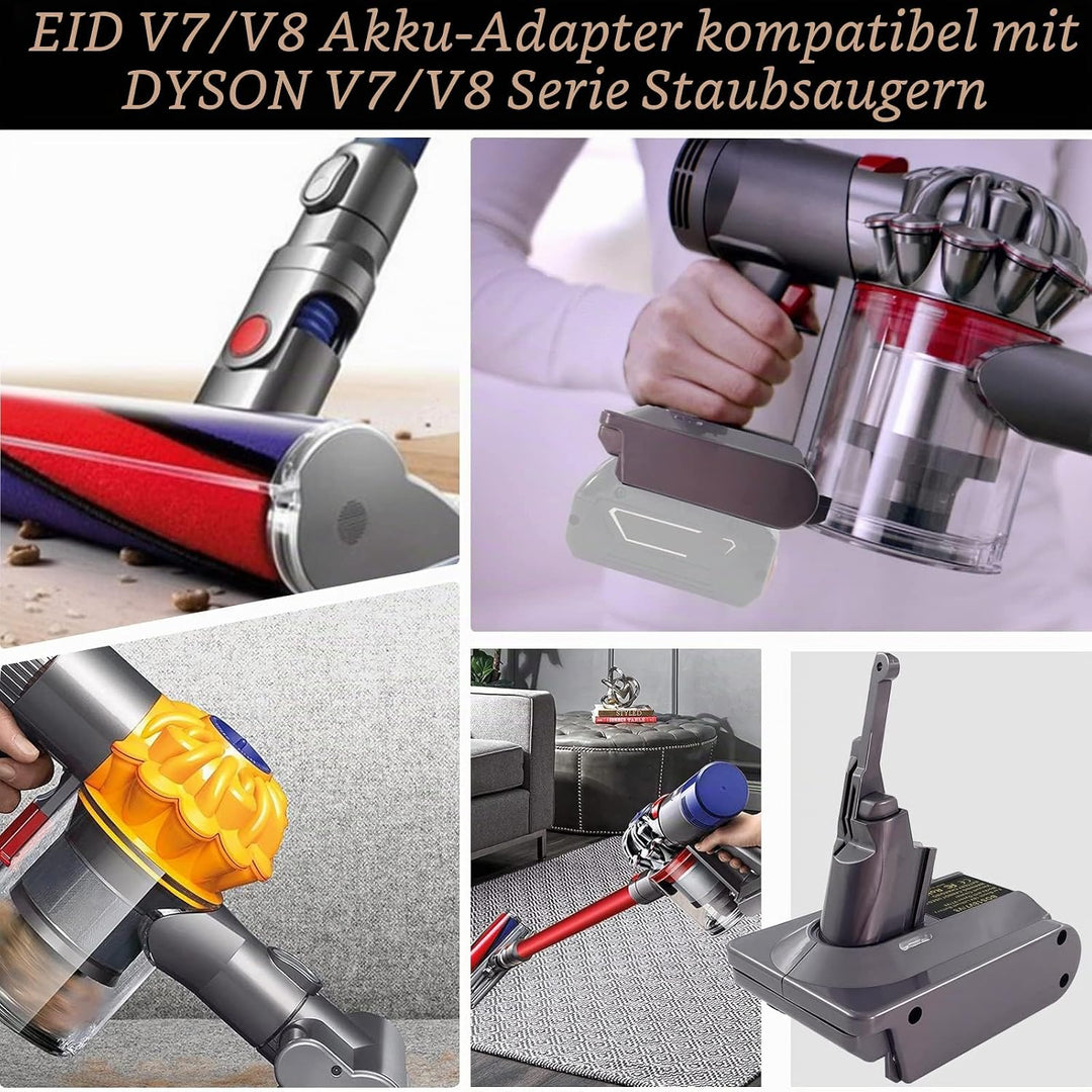 BTRUI für Dyson V7 Adapter für Bosch Professional 18V System Akku, für Dyson V7 Animal Fluffy Motorh