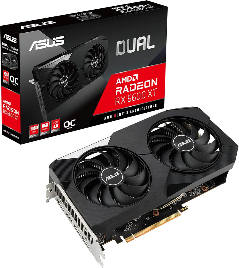 ASUS Dual AMD Radeon RX6600XT OC Edition Gaming Grafikkarte (8GB GDDR6 Speicher, PCIe 4.0, 1x HDMI 2