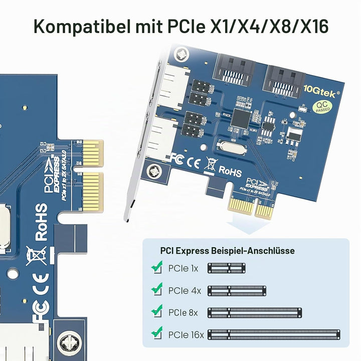 2 Port eSATA3.0 or 2 Port SATA3.0 Non-Raid Controller Card, X1, with 2 SATA Cable, Support SSD and H
