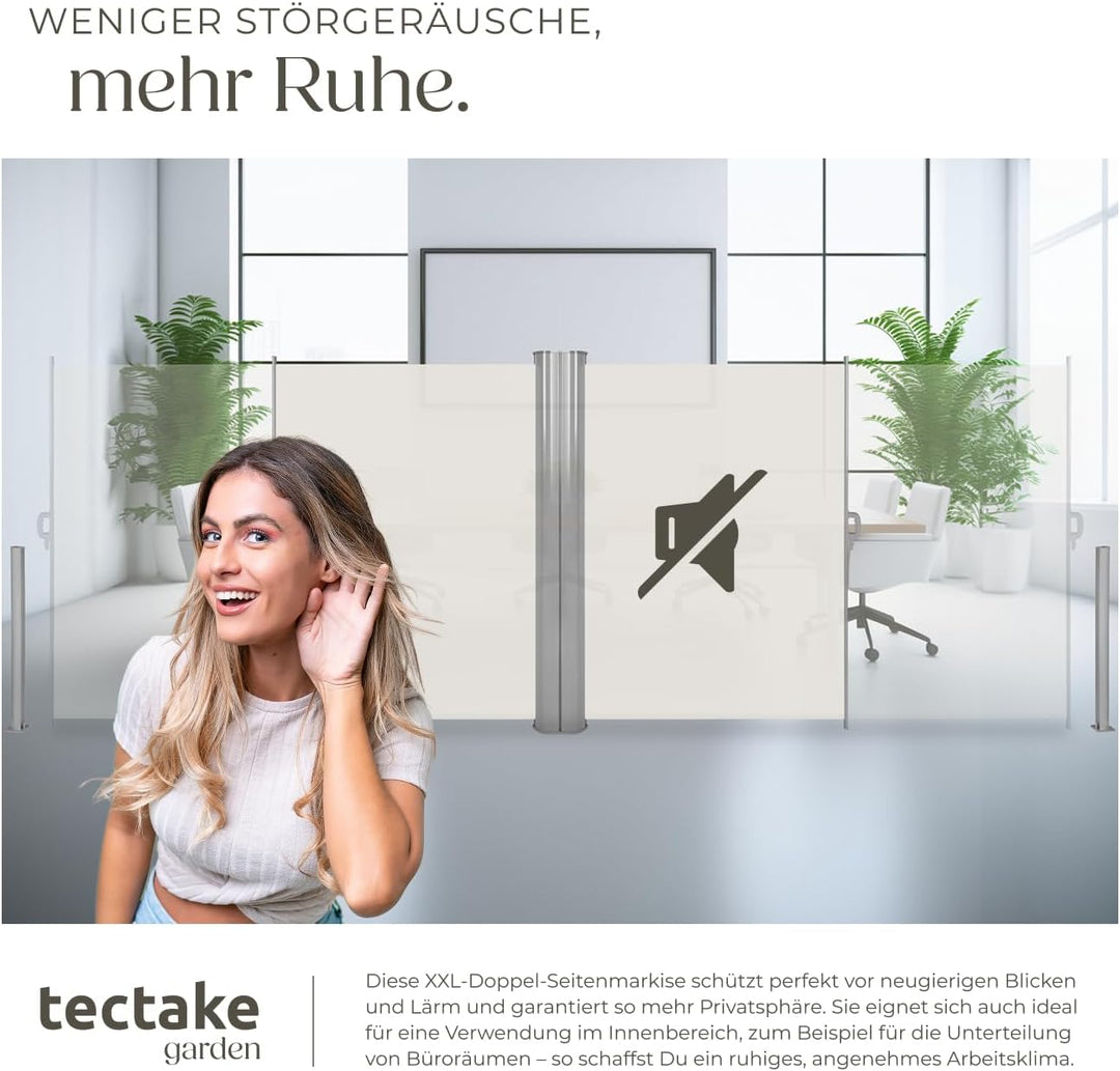 tectake Aluminium Doppel- Seitenmarkise Sonnenschutz Sichtschutz Gehäuse und Standpfosten - Diverse