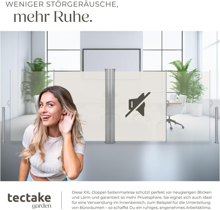 tectake Aluminium Doppel- Seitenmarkise Sonnenschutz Sichtschutz Gehäuse und Standpfosten - Diverse