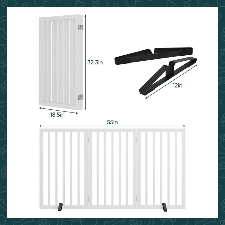 81,3 cm H extra hohes freistehendes Hundegitter, 3 Paneele, Bambusholz, Haustiergitter mit 2 Metalls