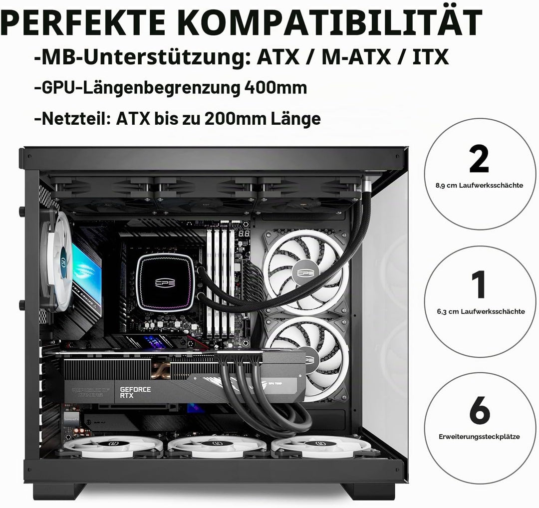 CPS C3T500 ARGB Sales Kit Tower ATX-Gehäuse, PCCOOLER Tower-PC-Gehäuse, 6 120 mm ARGB-Lüfter, kompat