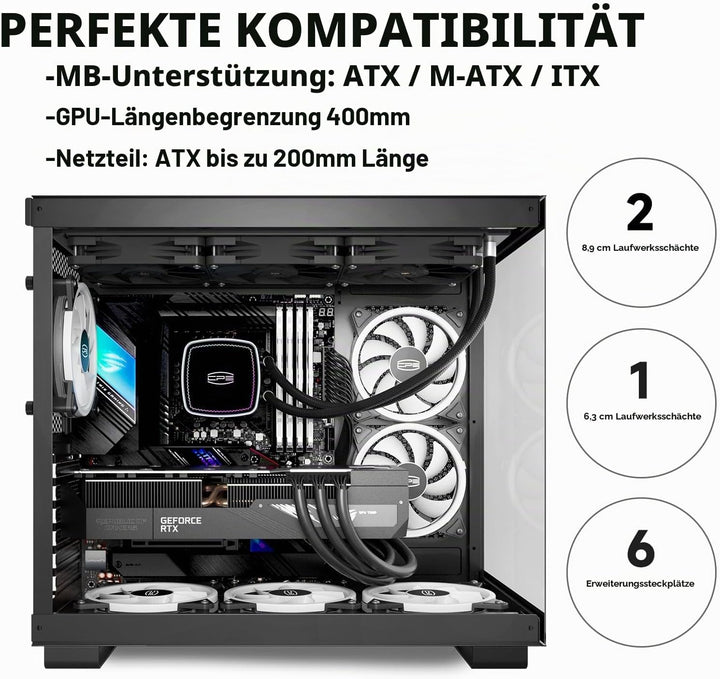 CPS C3T500 ARGB Sales Kit Tower ATX-Gehäuse, PCCOOLER Tower-PC-Gehäuse, 6 120 mm ARGB-Lüfter, kompat