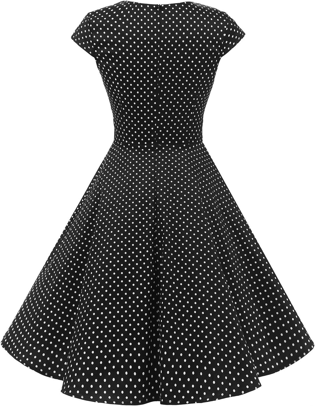 Bbonlinedress 1950er Vintage Retro Cocktailkleid Rockabilly V-Ausschnitt Faltenrock XS Black Small W