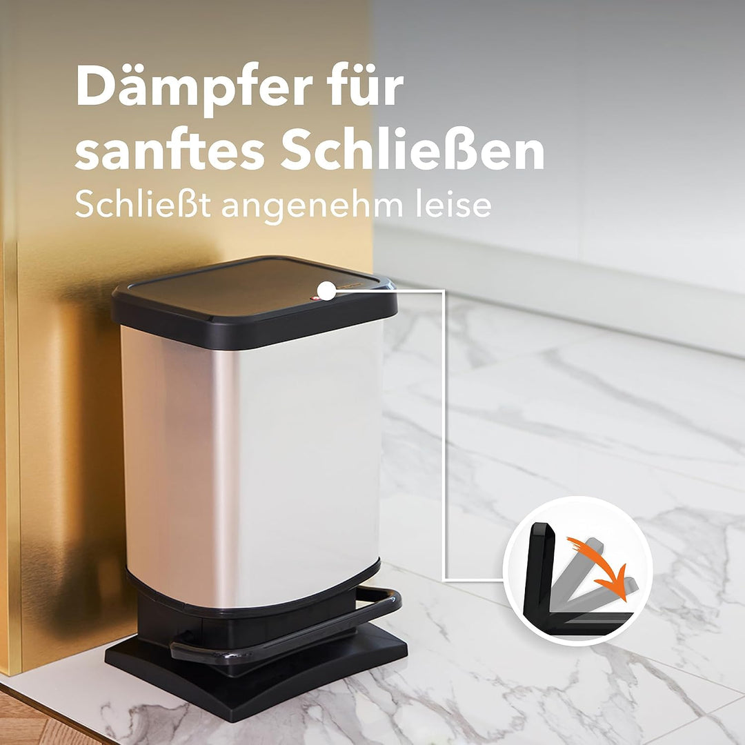 Rotho Paso Mülleimer 20l mit Deckel, Kunststoff (PP recycelt) BPA-frei, blau, 20l (29.3 x 26.6 x 45.