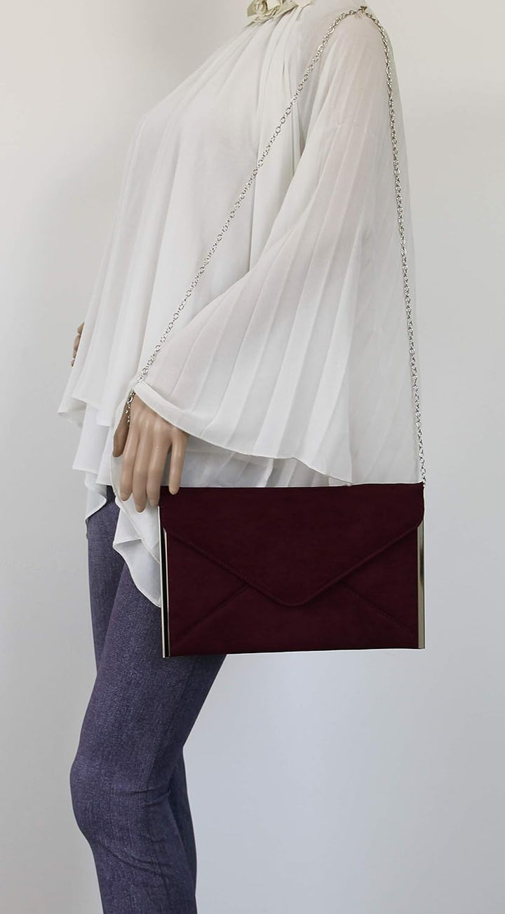 SwankySwans Damen-Clutch Louis, Veloursleder/Samt, schlankes Briefumschlag-Design, ideal für Partys,