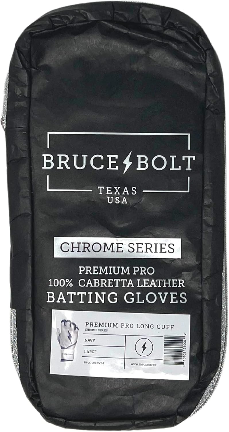 Bruce Bolt Chrome Series Long Cuff Batting Glove Marineblau YTH Small, Marineblau YTH Small