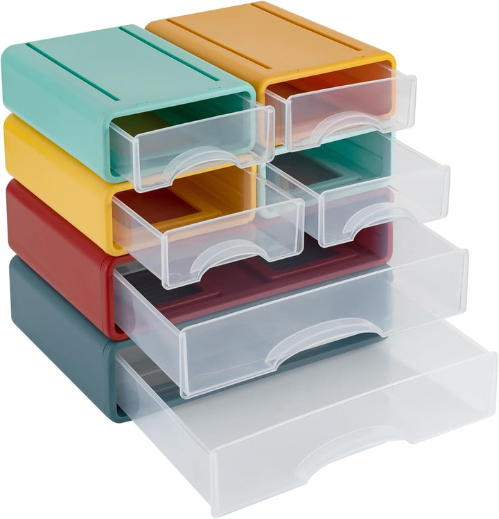 Schreibtisch Organizer 6 Fächer Geschlossenen Schubladen Stapelbar Plastik Büro Schubladenbox mit Gr