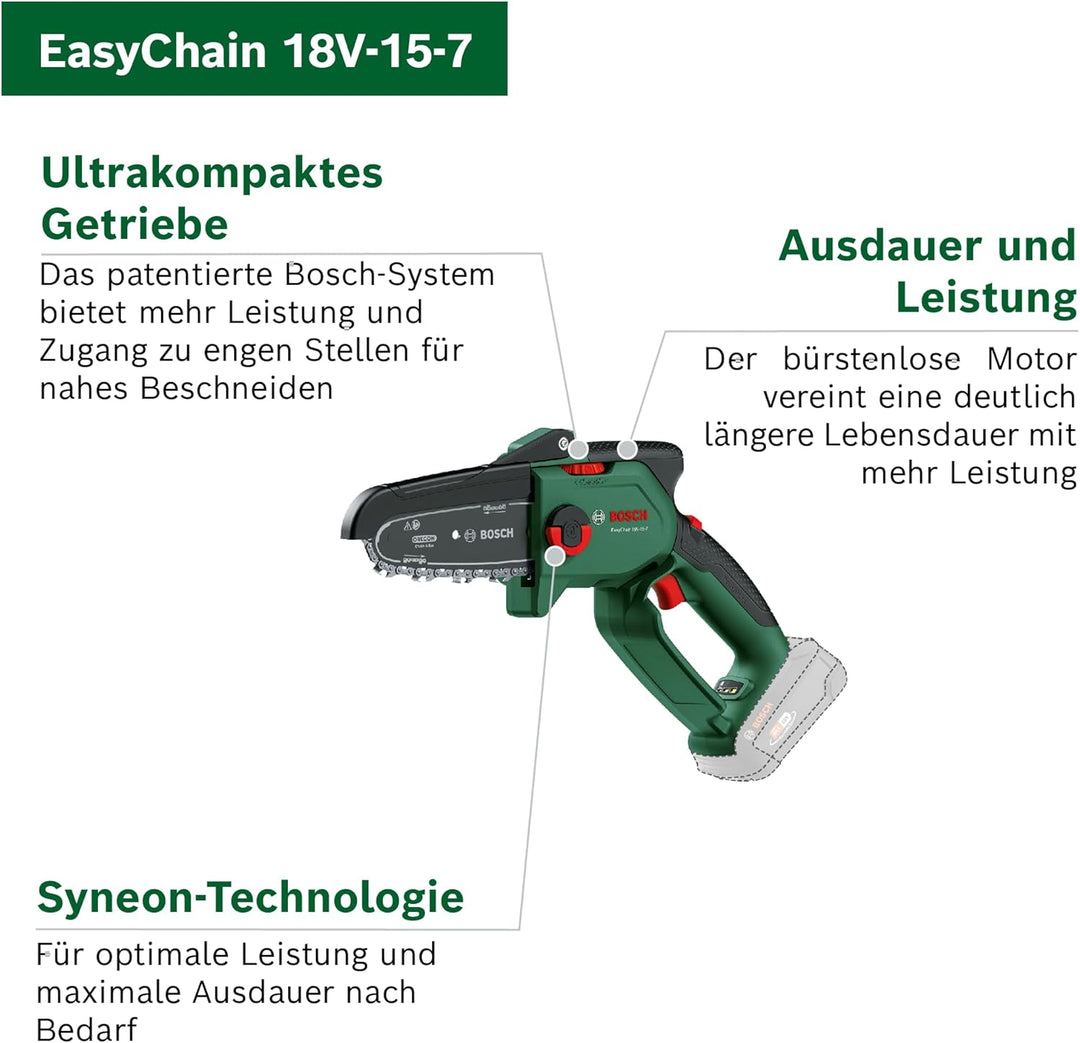 Bosch kompakter Akku-Hochentaster EasyChain 18V-15-7 (Zum Schneiden von Holz; 18 Volt System; Ketten