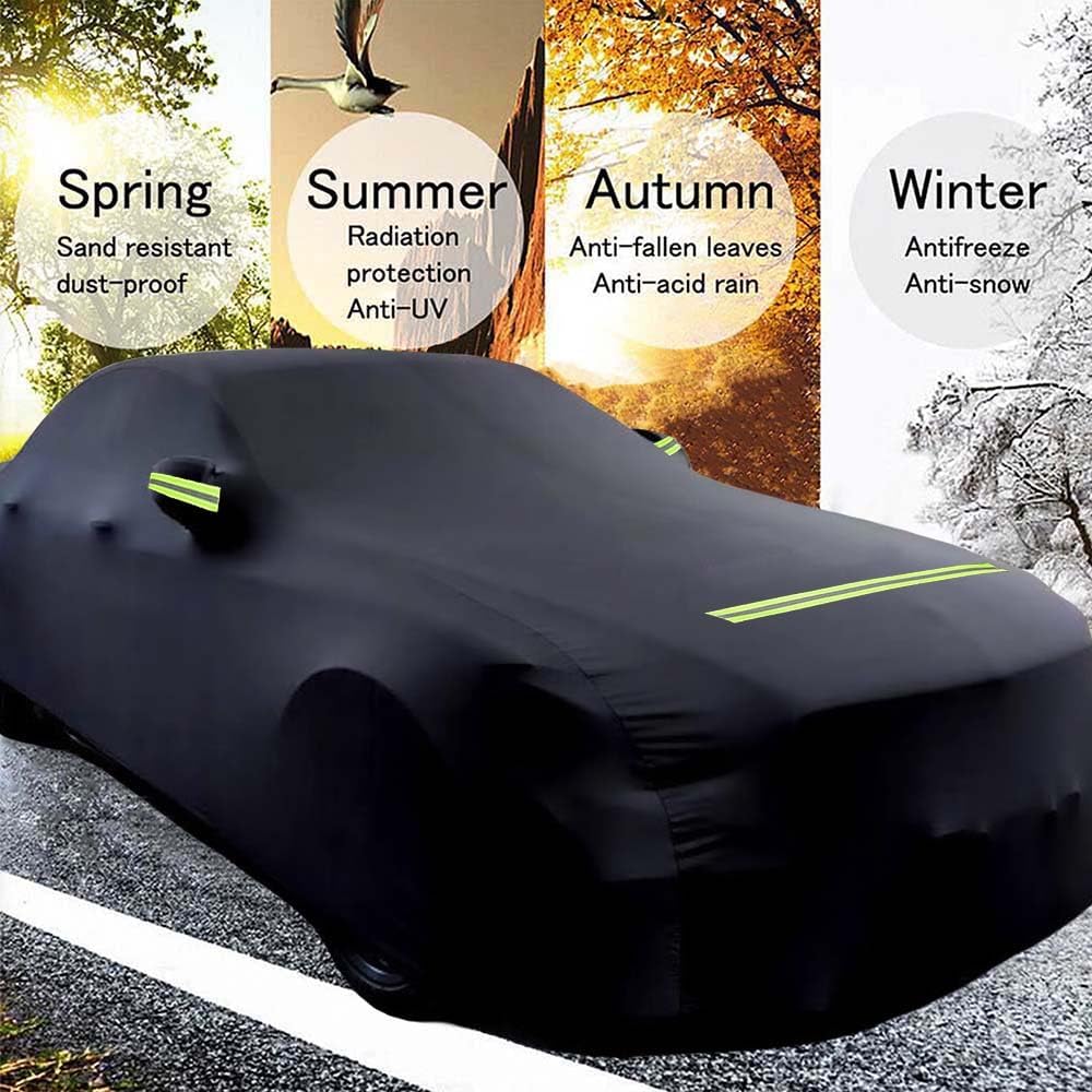 Autoabdeckung Winter Vollgarage Auto Abdeckplane Staubdicht Wasserdicht Autohülle Autoplane Schwarz