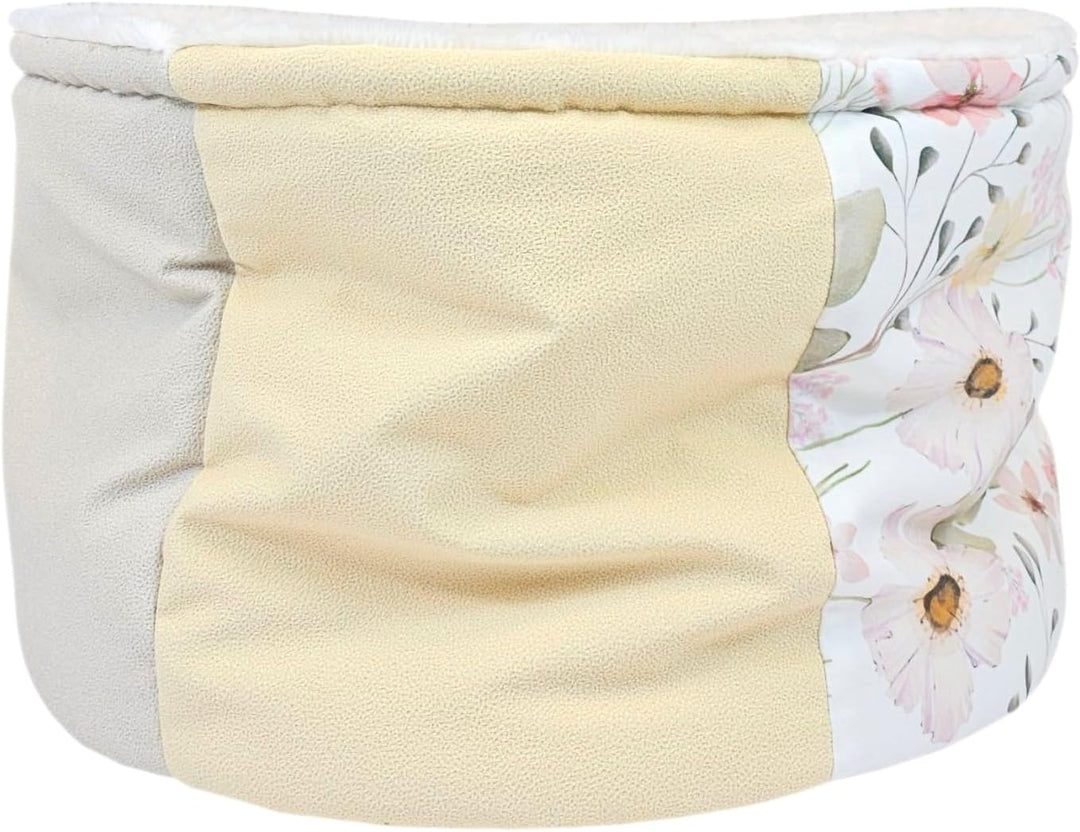 PRASKA Patchwork Katzenbett Hundebett 50 cm – Weiches Plüschbett mit Premium-Fell | Flauschiges Haus