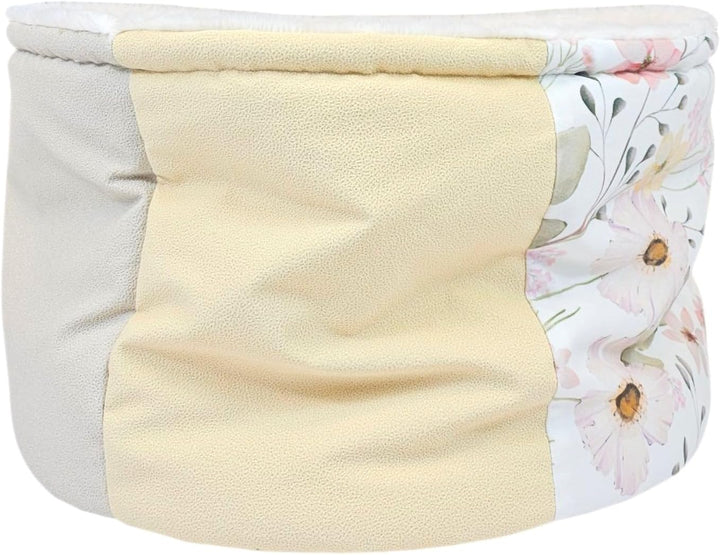 PRASKA Patchwork Katzenbett Hundebett 50 cm – Weiches Plüschbett mit Premium-Fell | Flauschiges Haus