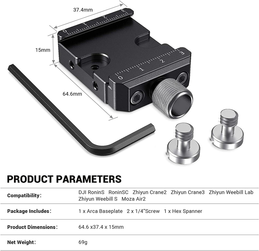 SMALLRIG Schnellspanner Clamp Kompatibel mit Arca Standard für DJI Ronin S/für Ronin SC und für ZHIY
