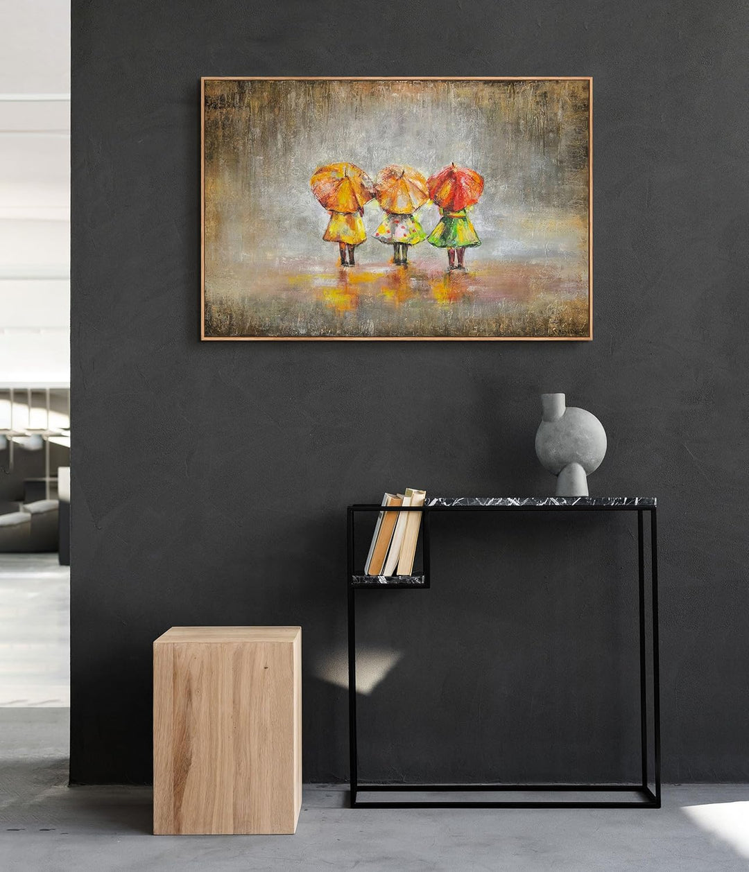 YS-Art XXL Abstrakt Acryl Gemälde auf Leinwand Sommerregen handgemalt Wandbilder Wohnzimmer modernes