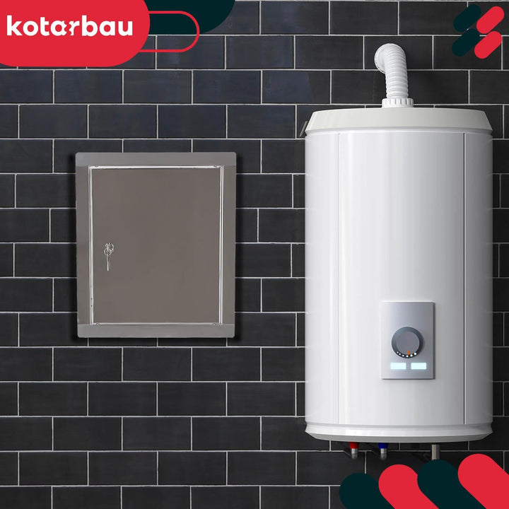 KOTARBAU® Revisionsklappe Grösse 25x25cm mit Schlüssel Edelstahl Silber für Revisionsschächte, 25x25