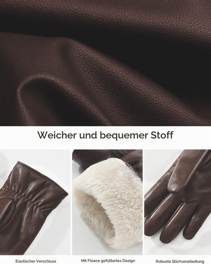 Knuffnee Damen Winter Lederhandschuhe Warme Gefüttert Handschuhe Autofahren Handschuhe Kaffee S, Kaf