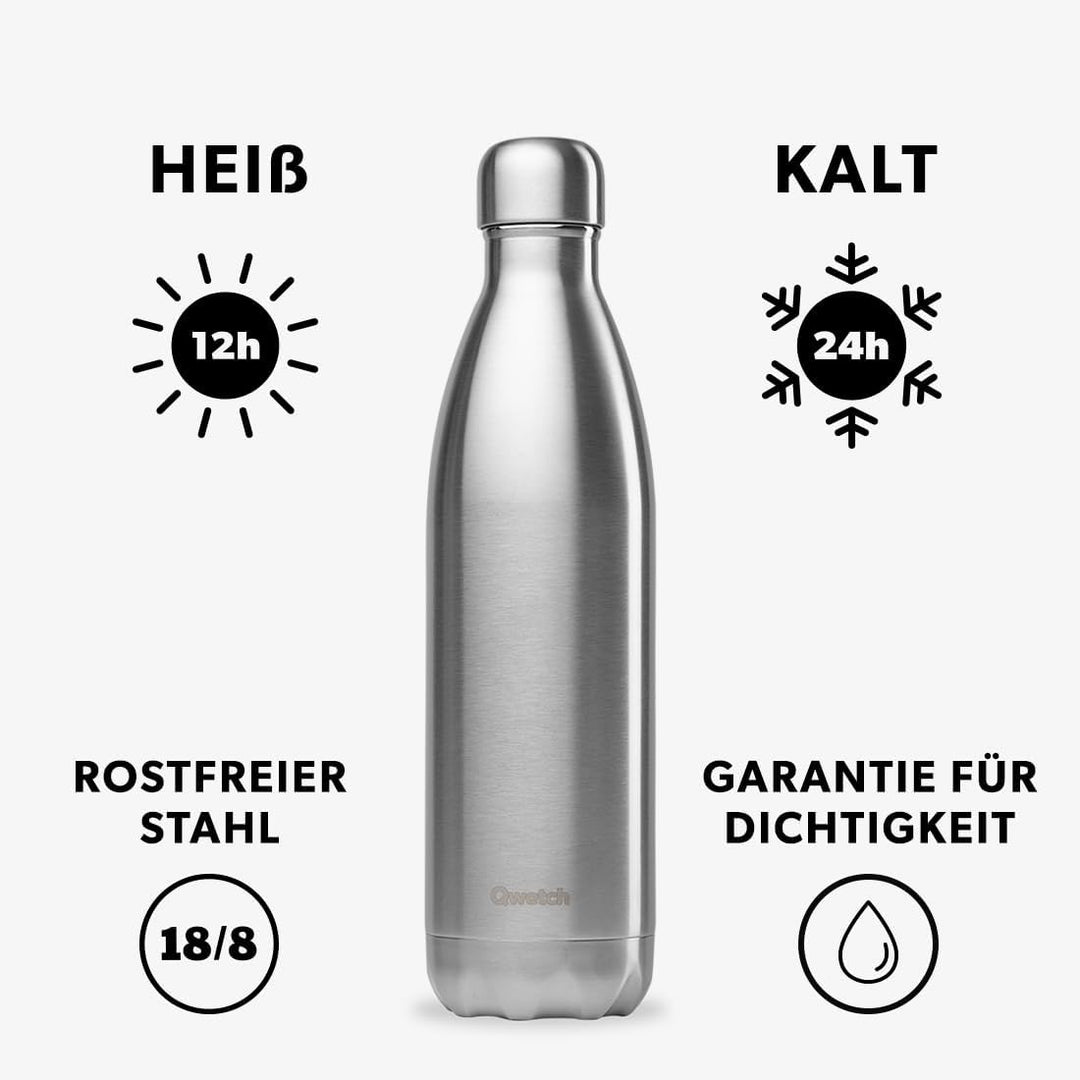 QWETCH Isotherme Flasche 750 ml Edelstahl, 750 ml Edelstahl