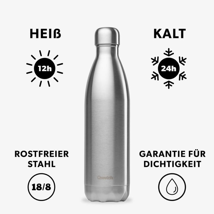 QWETCH Isotherme Flasche 750 ml Edelstahl, 750 ml Edelstahl