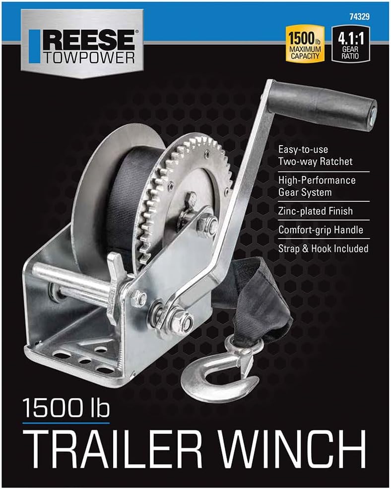 Reese Towpower 74329 Seilwinde für Anhänger, silberfarben, Silber