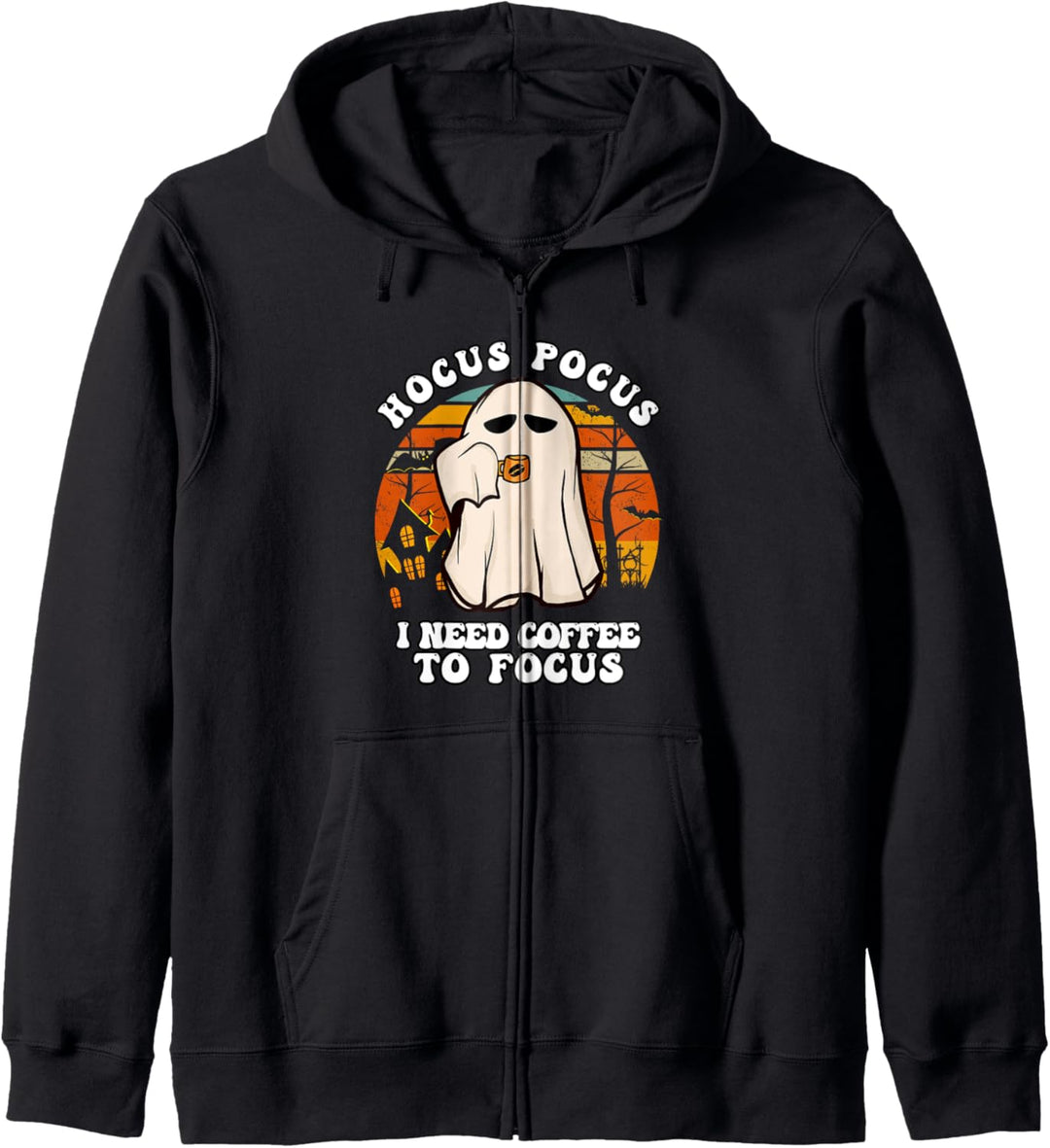 Halloween Hocus Pocus Ich brauche Kaffee, um mich zu konzentrieren Vintage Ghost Kapuzenjacke