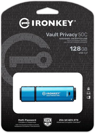 Kingston IronKey Vault Privacy 50 FIPS 197 Typ-C -zertifizierter und mit XTS-AES 256-Bit verschlüsse