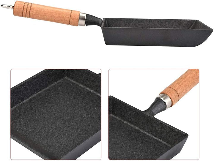 ASHATA Japanische Mini Tamagoyaki Omelett-Eierrolle, quadratische Pfanne aus Gusseisen, rechteckig,