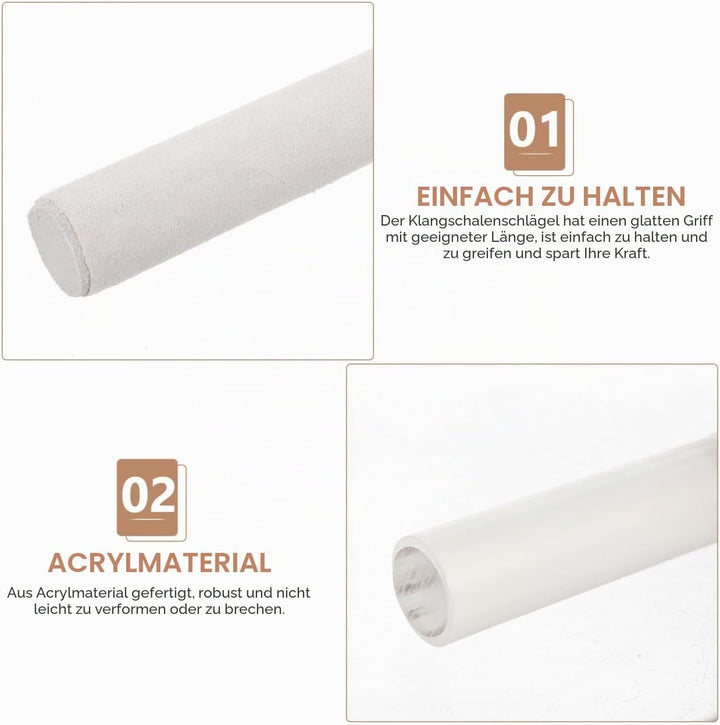 Abaodam Kristall-Klangschalen-Schlägel-Set Mit Aufbewahrungstasche Durchsichtiger Acryl-Schlägel Kla