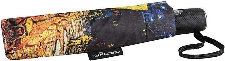 VON LILIENFELD Taschenschirm Regenschirm Vincent Van Gogh: Nachtcafé Windfest Auf-Zu-Automatik Stabi