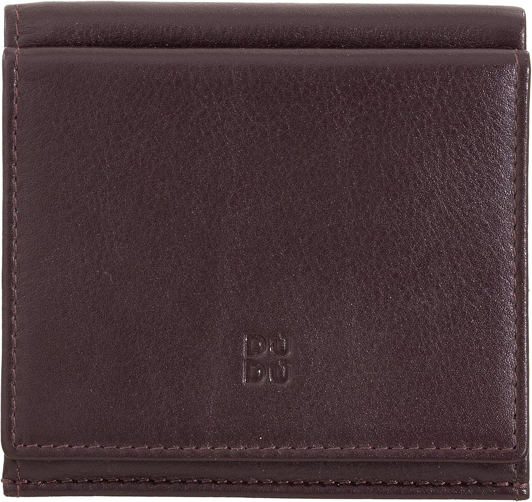 DUDU Mehrfarbiges Portemonnaie RFID in Leder mit Kartensteckfächer und Münzfach Dunkelburgundy, Dunk