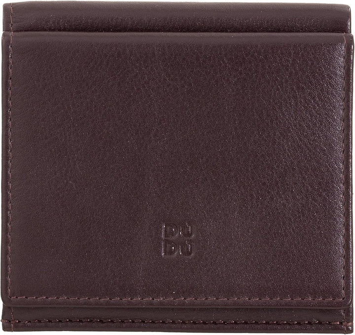DUDU Mehrfarbiges Portemonnaie RFID in Leder mit Kartensteckfächer und Münzfach Dunkelburgundy, Dunk