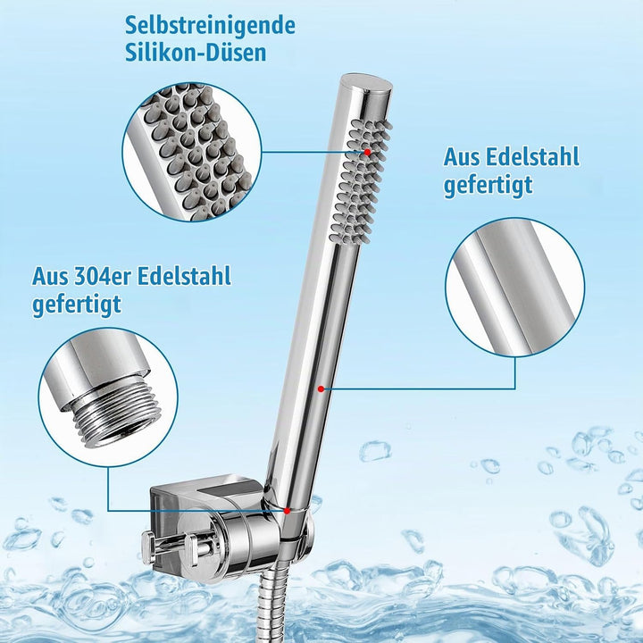 Handbrause Komplett aus Metall, Hochdruck-Duschköpfe von Voolan, Einfache Handbrause aus Chrom mit T