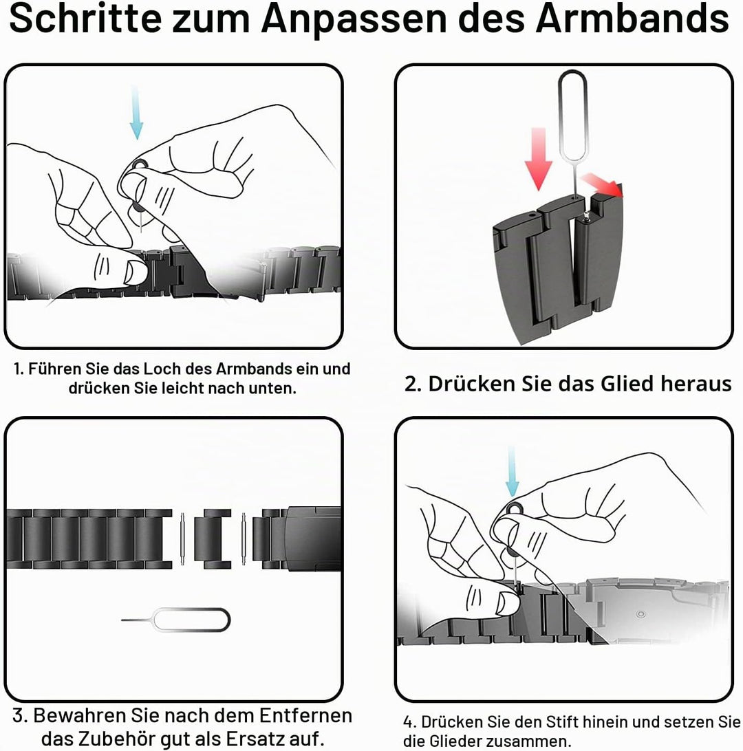 MaKTech Titanband,20mm Leichtes Metall Link Armband,für Samsung Samsung Galaxy Watch 6 43/47/40/44mm