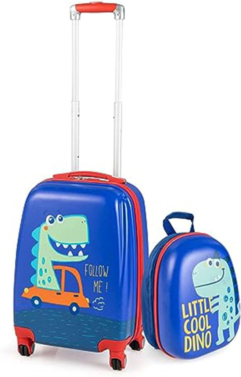 GOPLUS Kinderkoffer mit Rucksack, Kids Trolley, Kindergepäck mit Rollen, Reisekoffer mit Teleskopgri