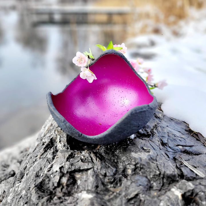 Lichtschale magenta - S (15cm) - Beton schwarz/grau - Unikat handmade - Windlicht - Geburtstagsgesch
