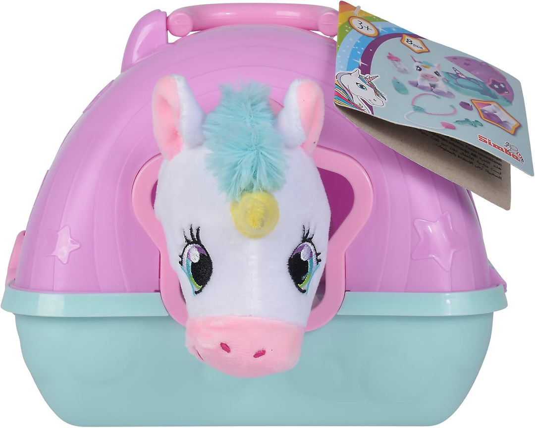 Simba 105542140 - Doktorkoffer mit Plüsch Einhorn, 20cm, Koffer 23x20cm zum Aufklappen, ab 3 Jahre