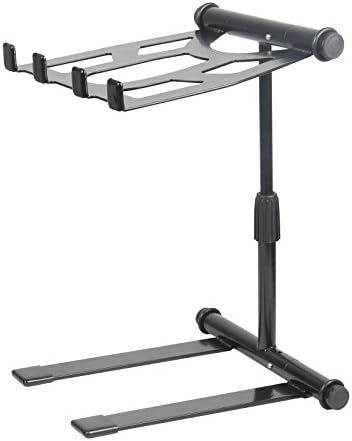 Fame Extrem Stabiler Laptop-Ständer, höhenverstellbar 180-360mm, klappbar, schwarz, ideal für unterw