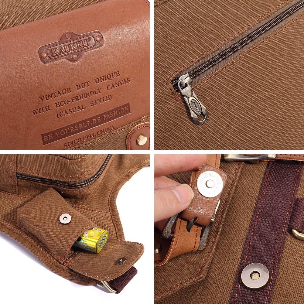 KAUKKO Canvas - Brusttasche für Damen und Herren - Umhängetasche 1-khaki, 1-khaki