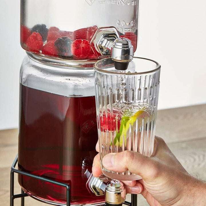 Kilner 25.004 Stapelbarer Getränkespender mit Ständer, 5,2 Liter, Glas, Masse: 22,7 x 19,6 x 40 cm,