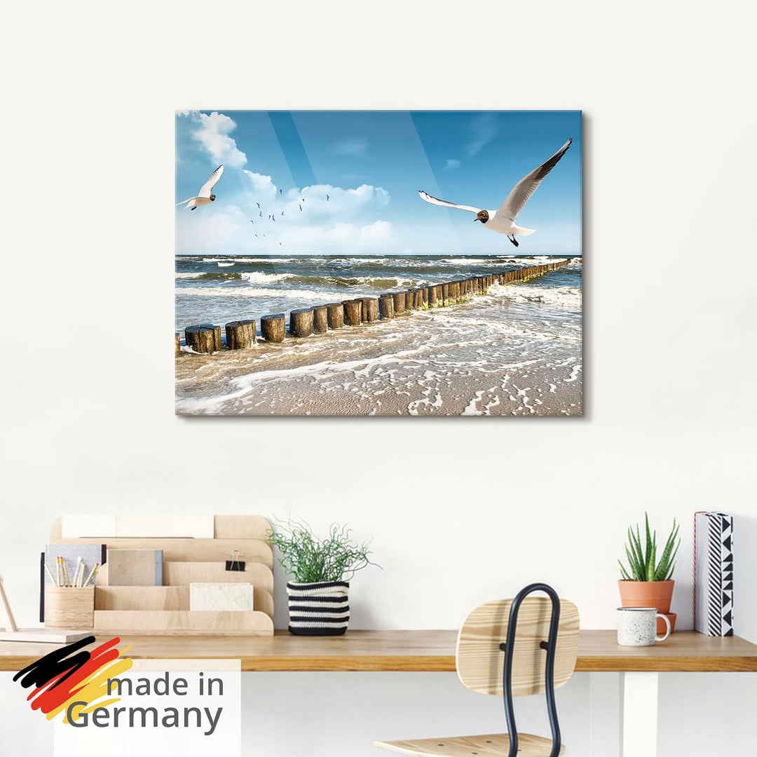 ARTland Glasbilder Wandbild Glas Bild einteilig 60x45 cm Querformat Strand Meer Maritim Landschaft S