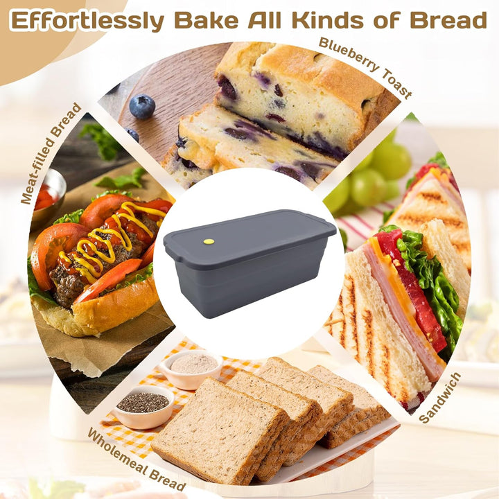 Klappbare Brotbackform mit Deckel, Hitzebeständige Kastenform Kuchen aus Silikon, Rechteckige Toastb