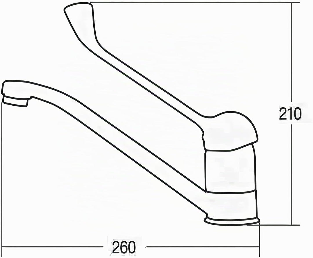 Edelstahl-Messing Horizontale Spültischarmatur mit Langem Griff, Einzigartiges Design, Warm-Kaltwass