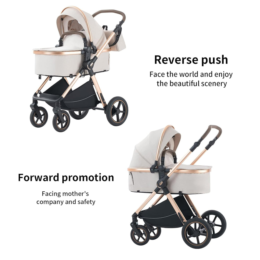 BEBBY Kinderwagen, Standard-Kinderwagen, Kinderwagen 3 in 1,Kinderwagen mit Faltbarem Tragbarem für