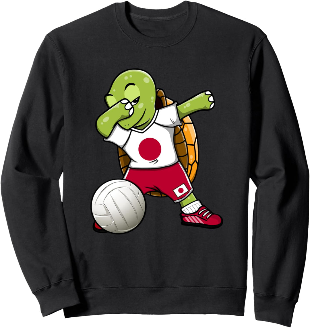 Dabbing Turtle Japan Volleyball Fans Trikot Japanische Flagge Sweatshirt