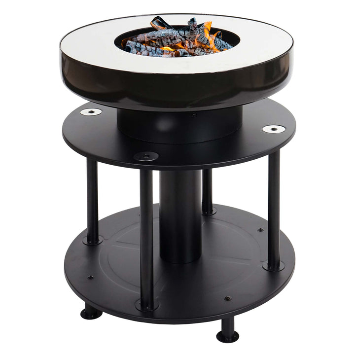 Mendler Feuerschale mit Grill HWC-K95, Feuerstelle Grill BBQ, Grillplatte Ablagefläche, Stahl Edelst