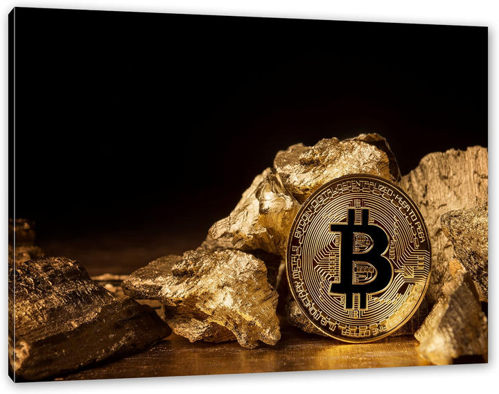 Pixxprint Bitcoins BTC als Leinwandbild | Grösse: 100x70 cm | Wandbild | Kunstdruck | fertig bespann