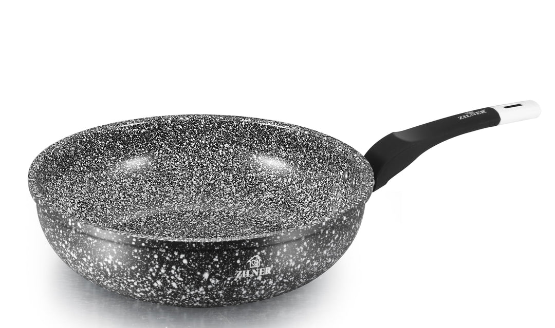 Wokpfanne 28 cm - Tiefe Pfanne mit Granit-Beschichtung - für alle Herdarten - für Asiatische Küche u