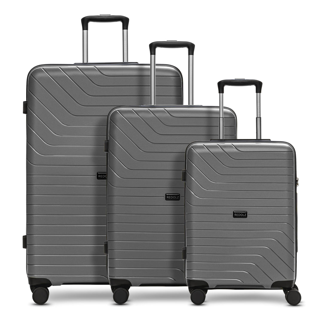 REDOLZ Hartschalen Koffer-Set 3-teilig | aus hochwertigem, leichtem Polypropylen Material | 4 Doppel